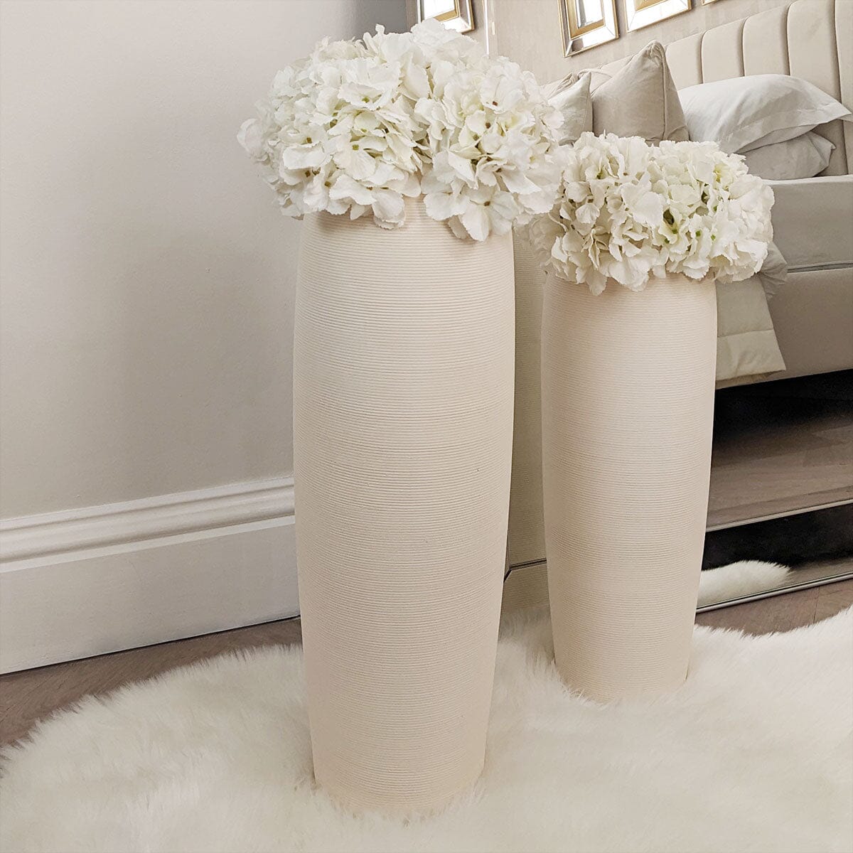 Rowen Homes Accessories Solis XL Floor Standing Stone Ceramic Neutral Vase House of Isabella UK