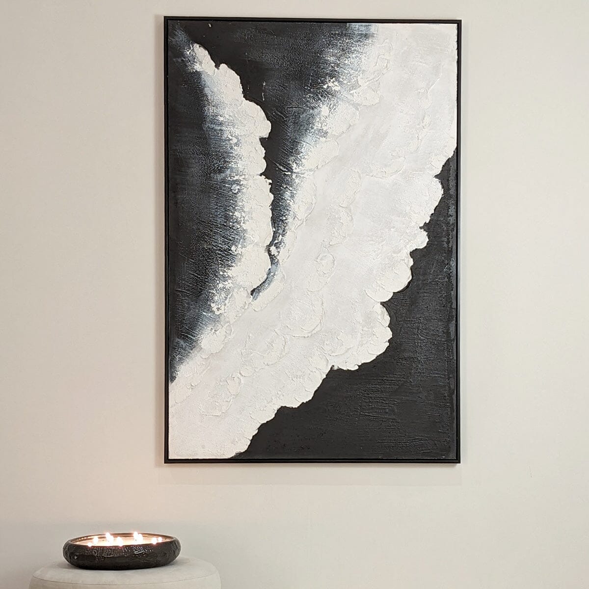 Rowen Homes Accessories Tilford Monochrome Beach Waves Textured Canvas Wall Art House of Isabella UK