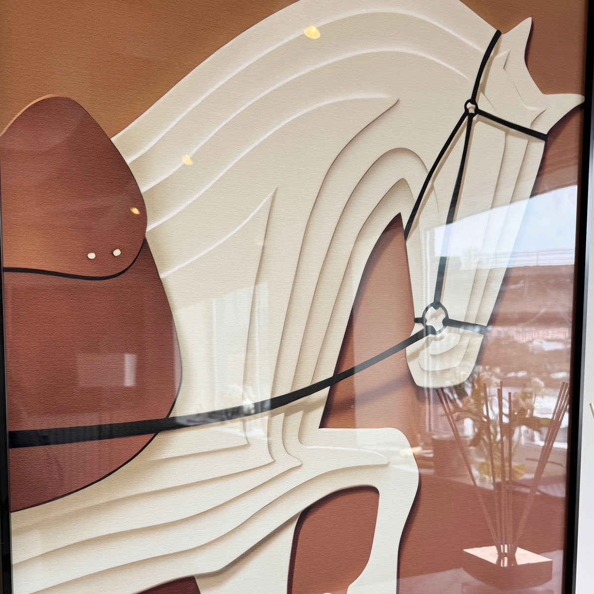 Rowen Homes Accessories Vivienne Rust 3D Effect Horse Print Framed Wall Art - 60x90cm House of Isabella UK