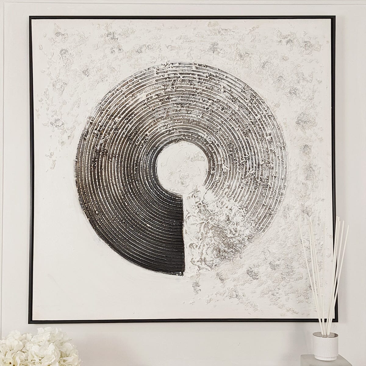 Rowen Homes Accessories Westborne Monochrome Spiral Textured Canvas Wall Art House of Isabella UK