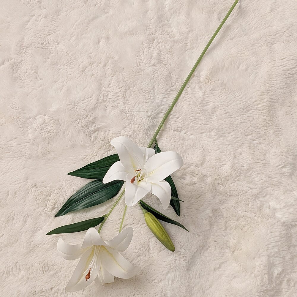 Rowen Homes Accessories White Faux Lily Single Stem Flower House of Isabella UK