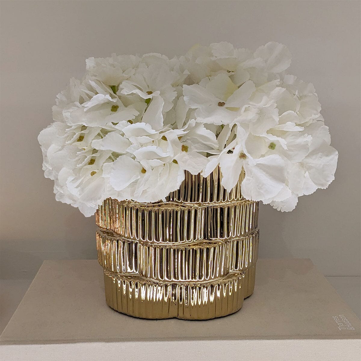 Rowen Homes Accessories Willow Gold Ribbed Ceramic Planter House of Isabella UK