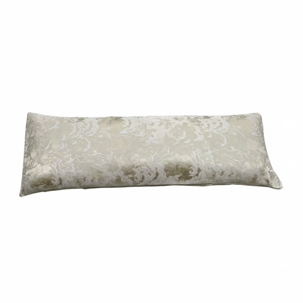 Rowen Homes Accessories Yasmin Gold & Cream Metallic Cloud Print Long Bolster Cushion - 90x35cm House of Isabella UK
