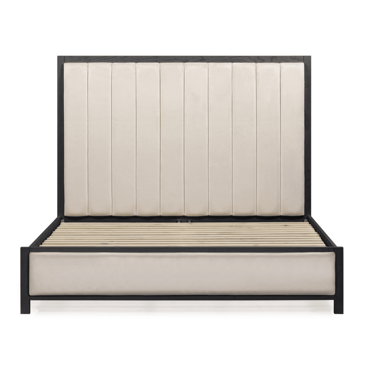 Rowen Homes Beds and Headboards Soho Cream Velvet Bed with Black Wood Frame House of Isabella UK