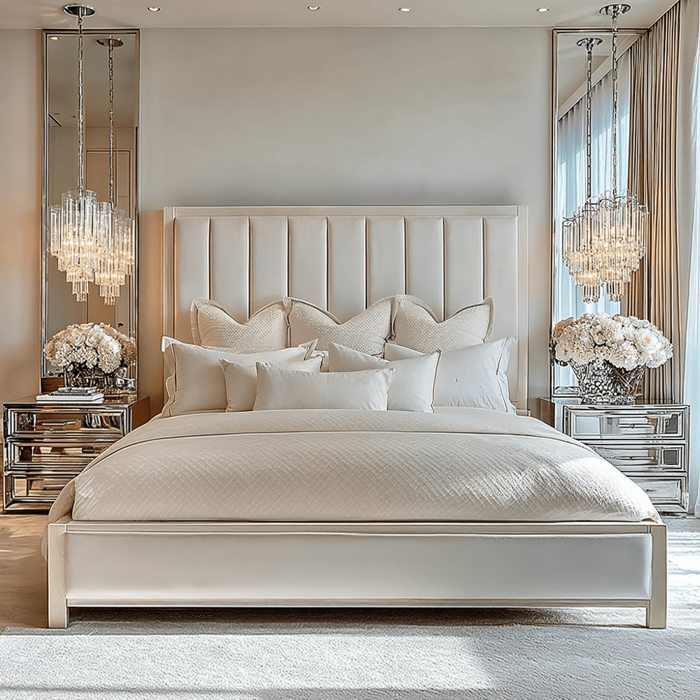 Rowen Homes Beds and Headboards Soho Cream Velvet Bed with Cream Wood Frame House of Isabella UK