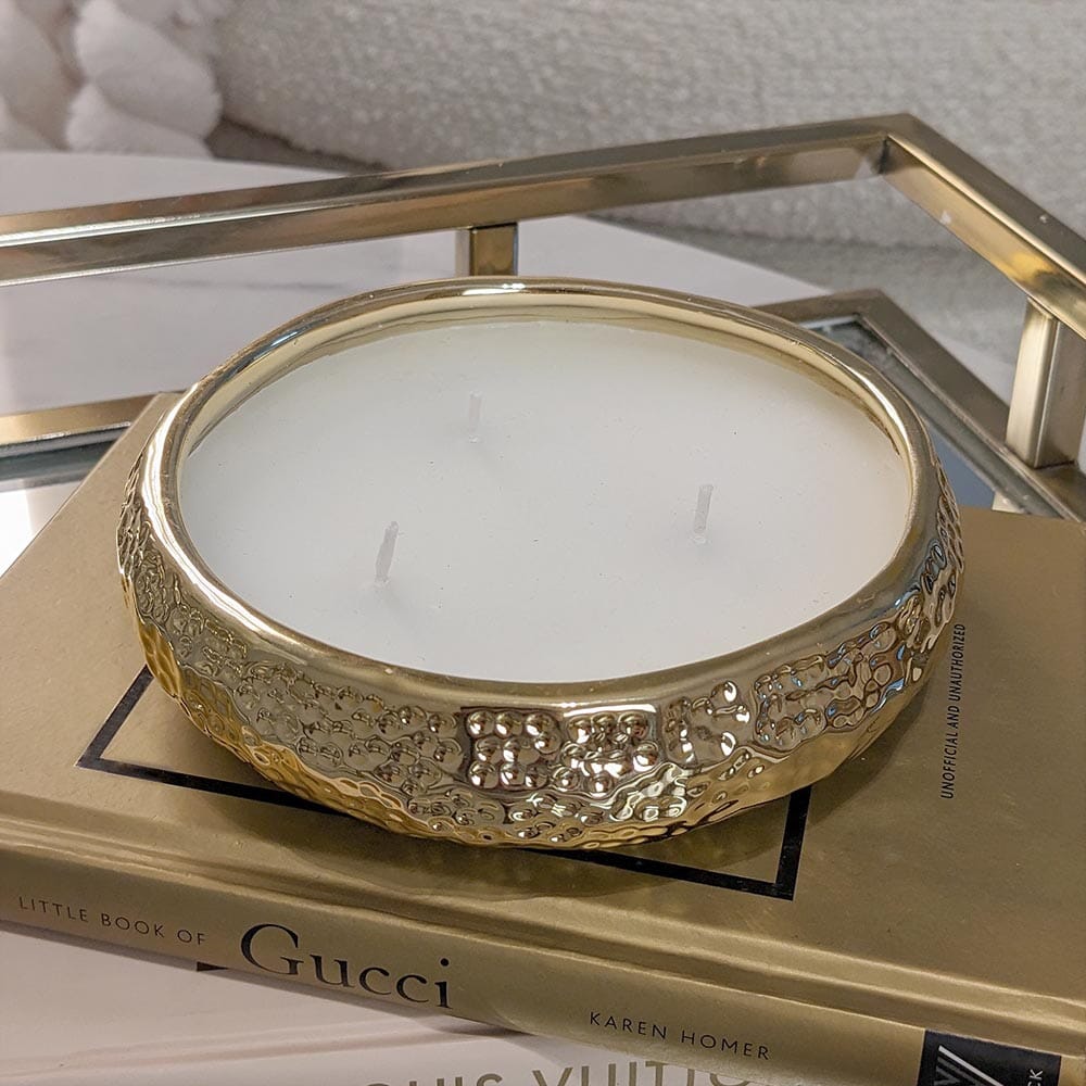 Rowen Homes Fragrance Aeolian 3 Wick Gold Scented Candle House of Isabella UK