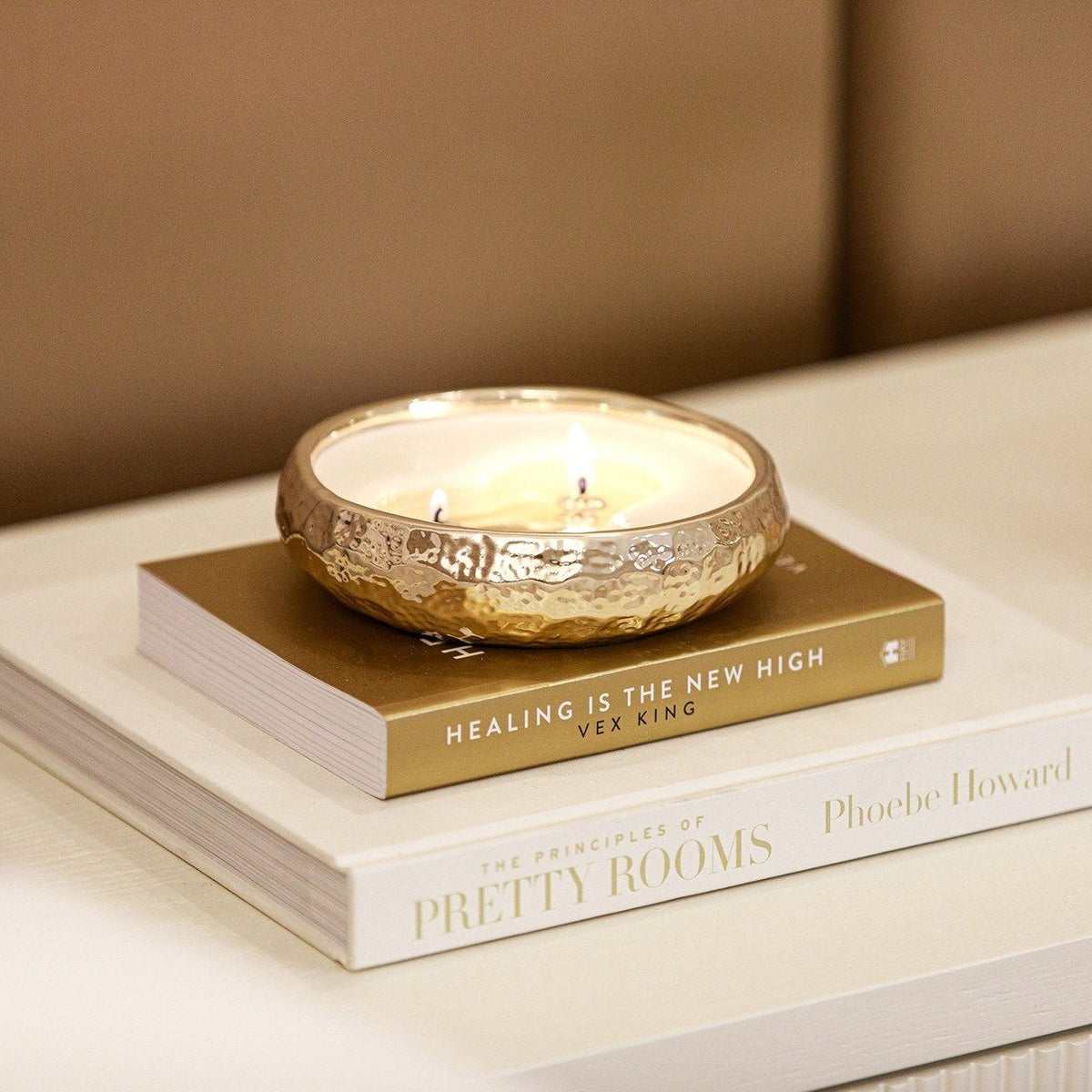 Rowen Homes Fragrance Aeolian 3 Wick Gold Scented Candle House of Isabella UK