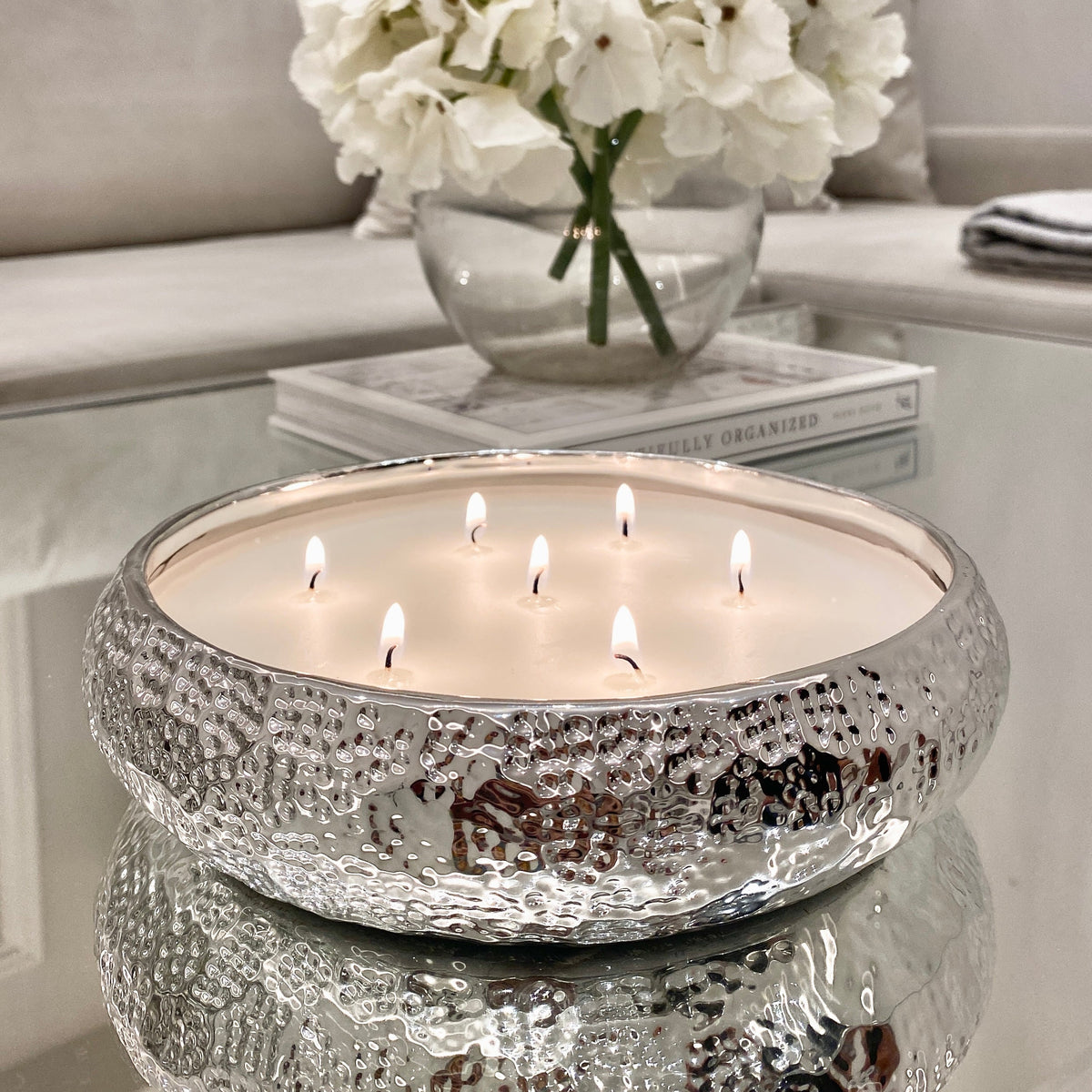 Rowen Homes Fragrance Aeolian 7 Wick Silver Scented Candle House of Isabella UK