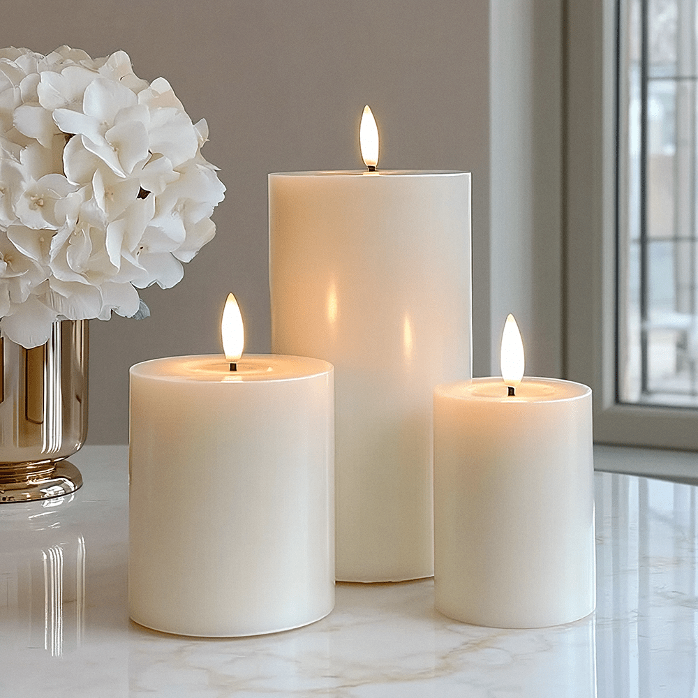 Rowen Homes Fragrance Cream Realistic LED Candles - Set of 3 House of Isabella UK