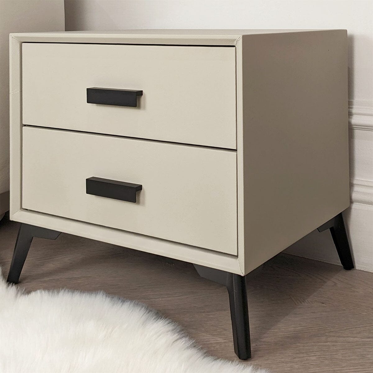 Rowen Homes Furniture Nova Stone & Black 2 Drawer Bedside Table House of Isabella UK