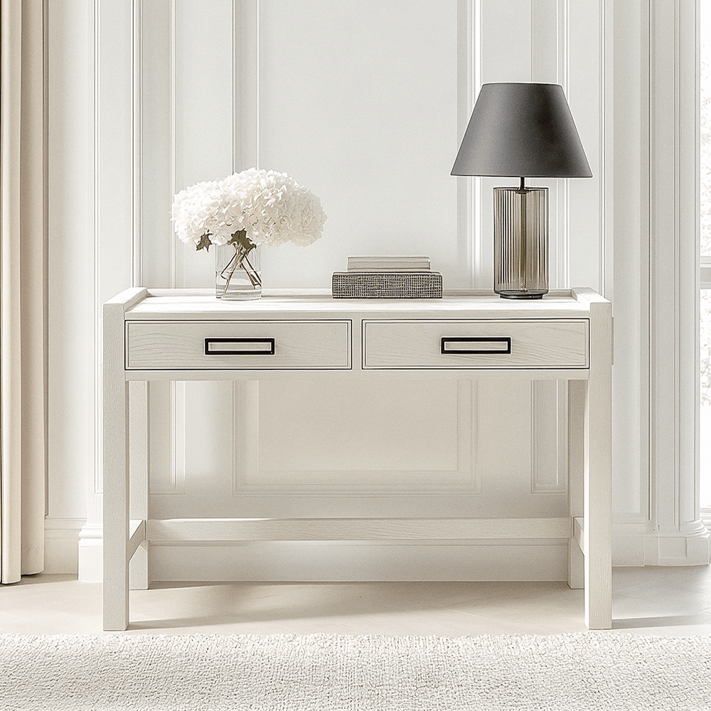 Rowen Homes Furniture Soho Cream Oak Veneer 2 Drawer Dressing Table House of Isabella UK