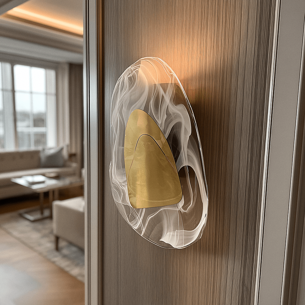 Rowen Homes Lighting Alida Gold & Glass Marble Effect Abstract Wall Light House of Isabella UK