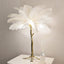 Rowen Homes Lighting Angelina Premium Cream & Gold Feather Table Lamp House of Isabella UK