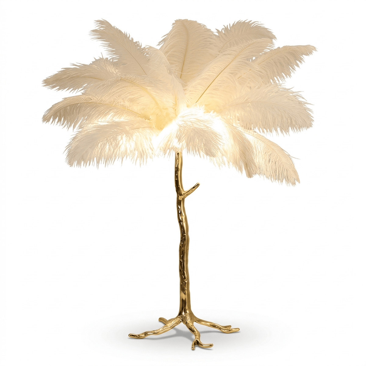 Rowen Homes Lighting Angelina Premium Cream & Gold Feather Table Lamp House of Isabella UK
