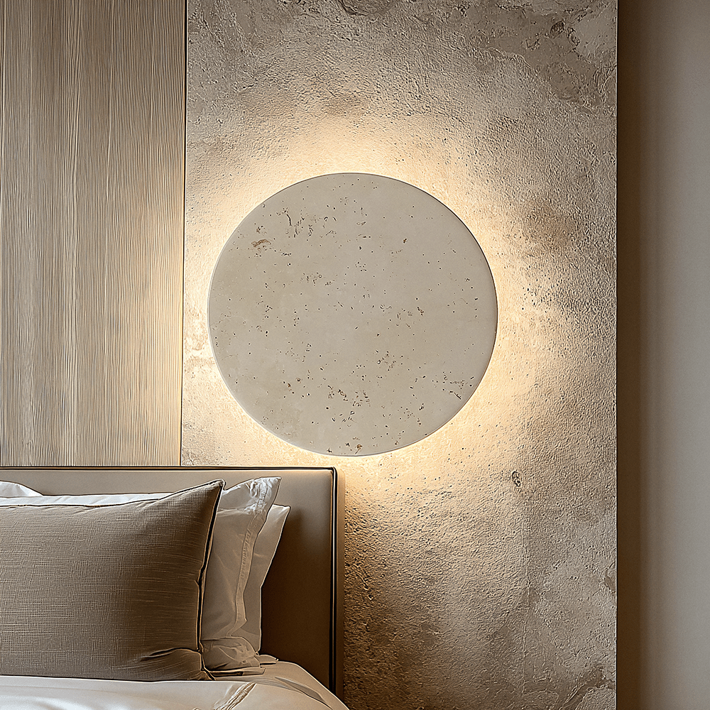 Rowen Homes Lighting Blanco Large Round Marble Backlit Wall Light House of Isabella UK