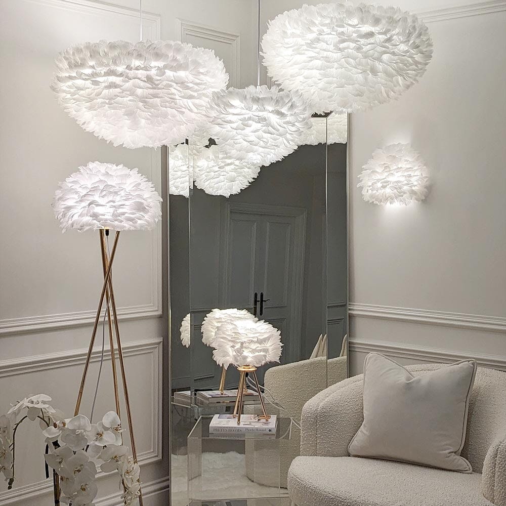 Rowen Homes Lighting Natasha White Feather Wall Light House of Isabella UK