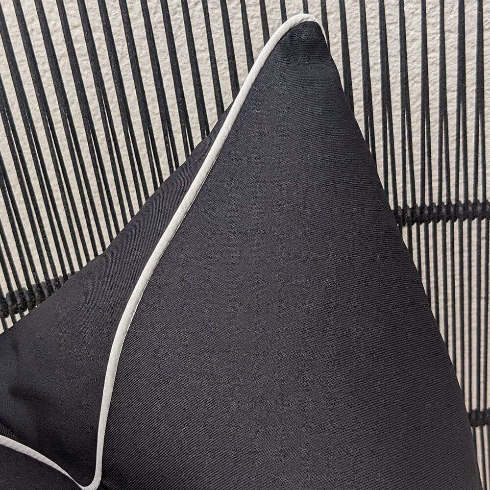 Rowen Homes Outdoor Black Outdoor Cushion with Cream Piping - 43 x 43cm House of Isabella UK