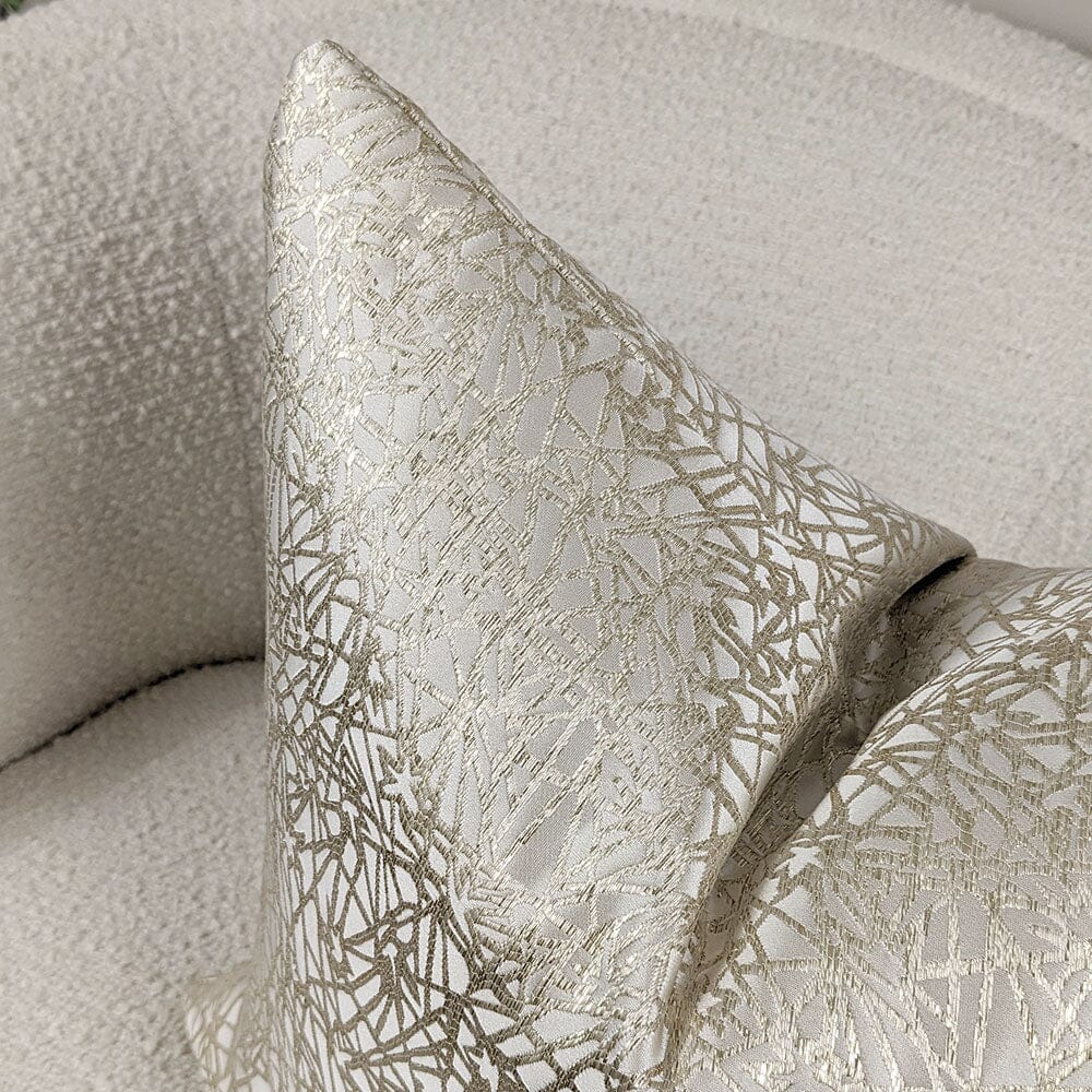 Rowen Homes Textiles Arya Cream & Gold Geometric Print Cushion - 50x50cm House of Isabella UK