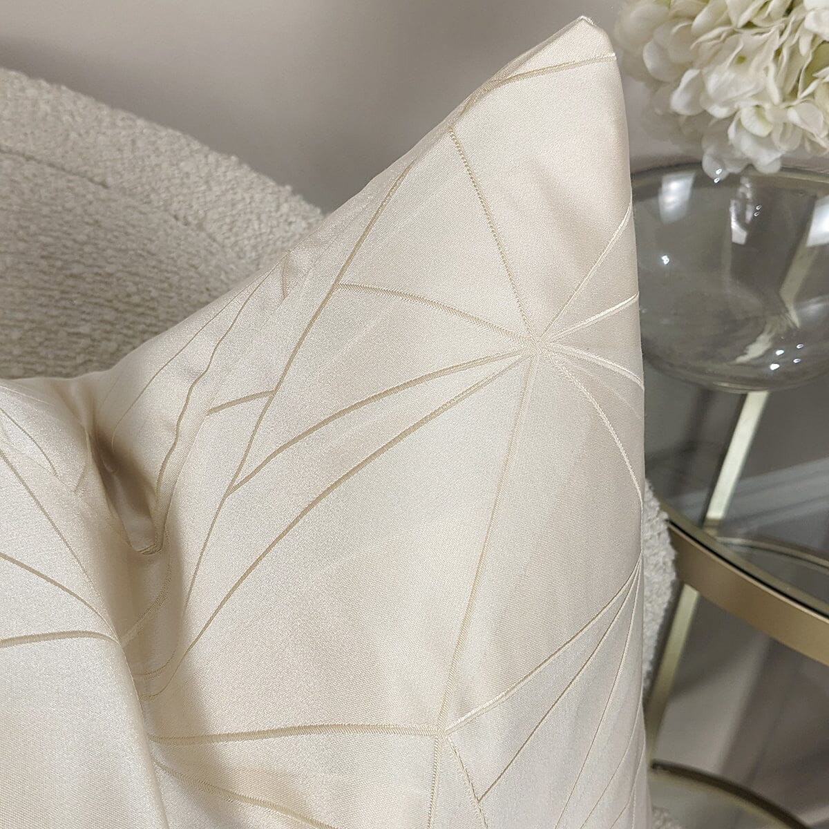 Rowen Homes Textiles Elara Cream Satin Abstract Cushion - 45x45cm House of Isabella UK