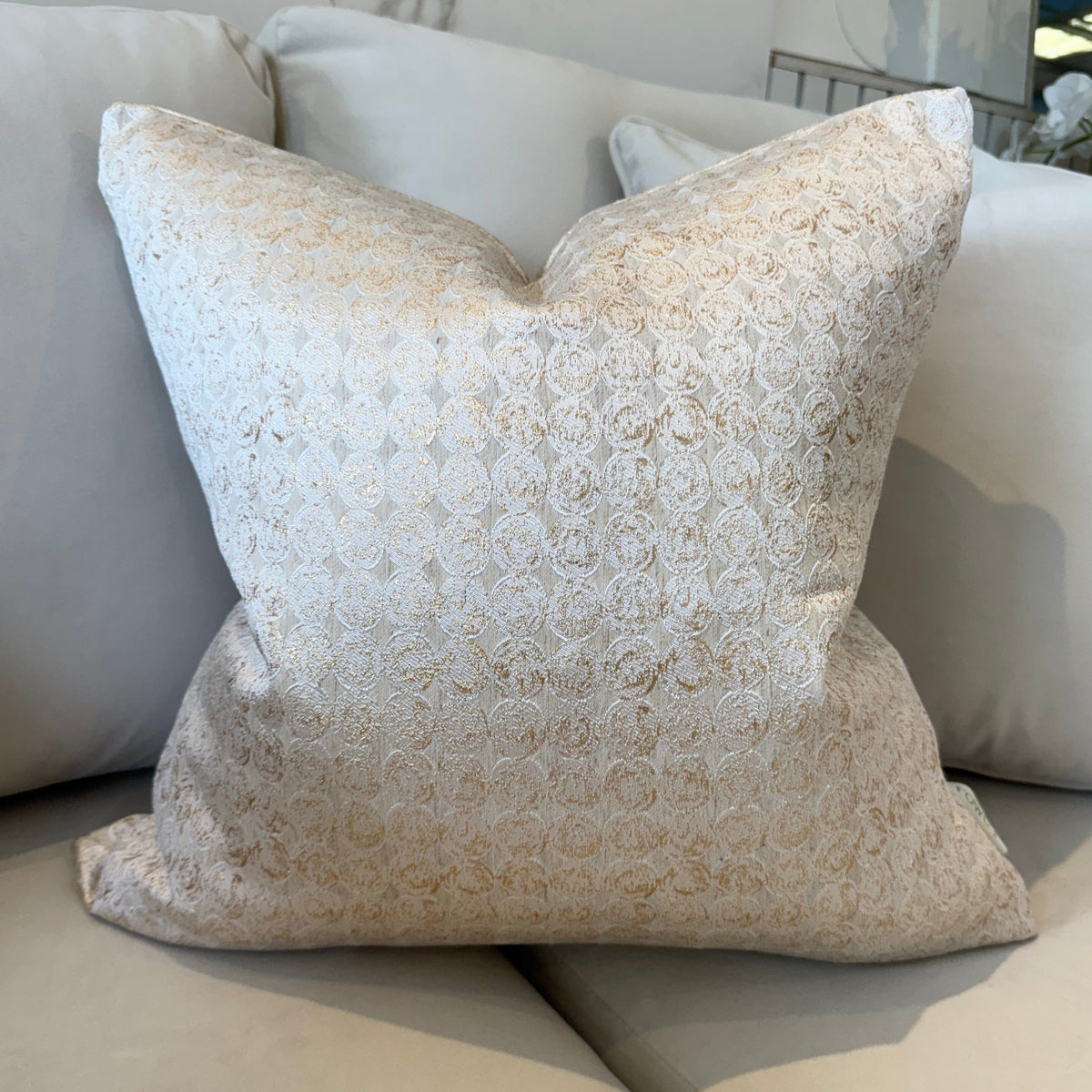 Rowen Homes Textiles Frankie Gold Metallic Geometric Cushion - 50x50cm House of Isabella UK