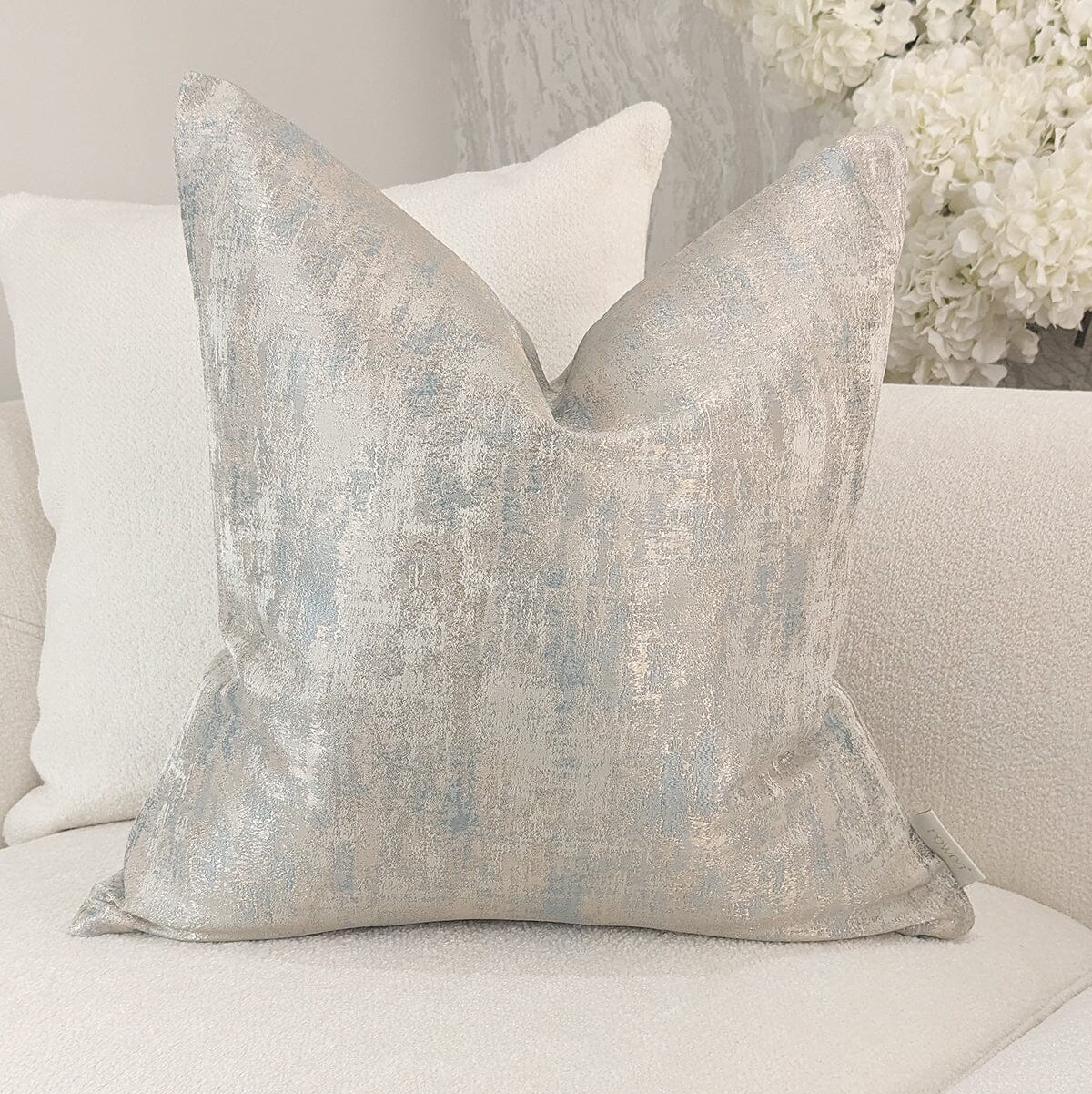 Rowen Homes Textiles Tamzin Gold & Duck Egg Metallic Cushion - 50x50cm House of Isabella UK