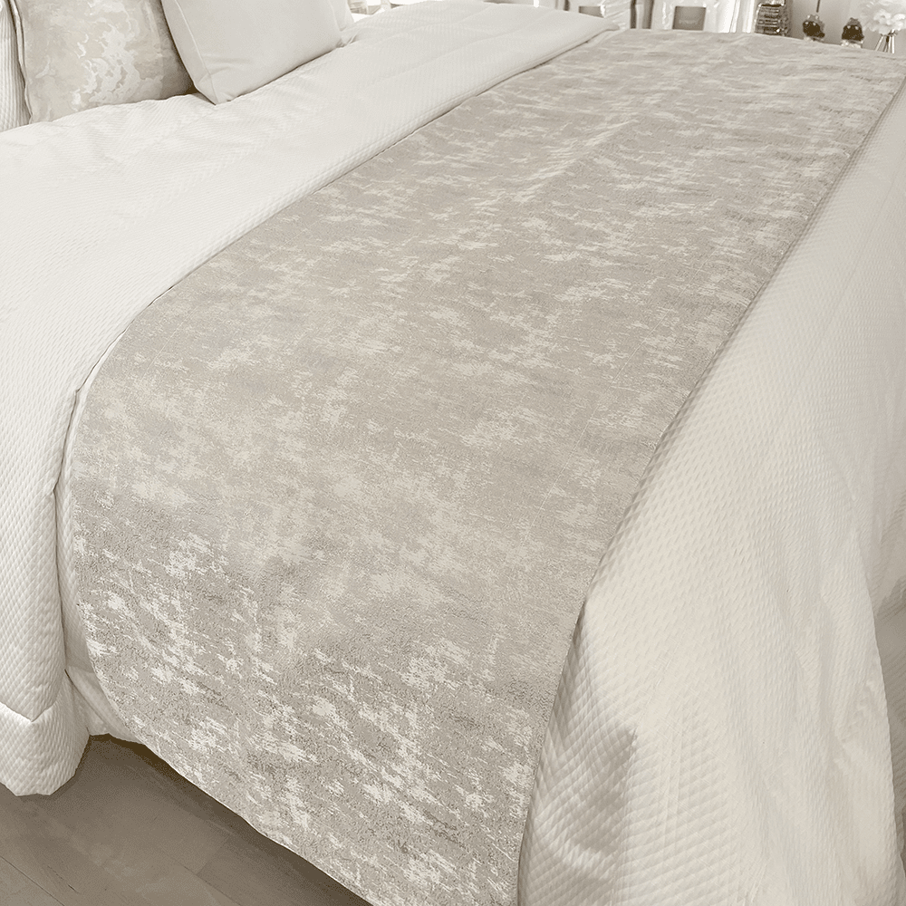 Rowen Homes Textiles Tiana Cream & Gold Abstract Print Bed Runner House of Isabella UK