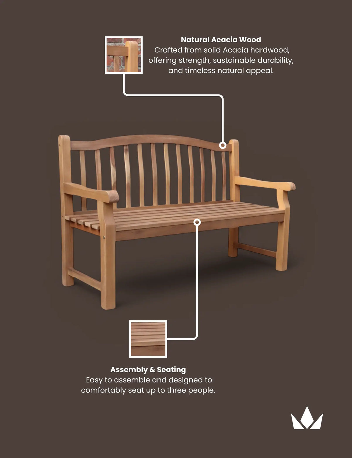 Royalcraft Benches Lytham 3 Seater Bench House of Isabella UK