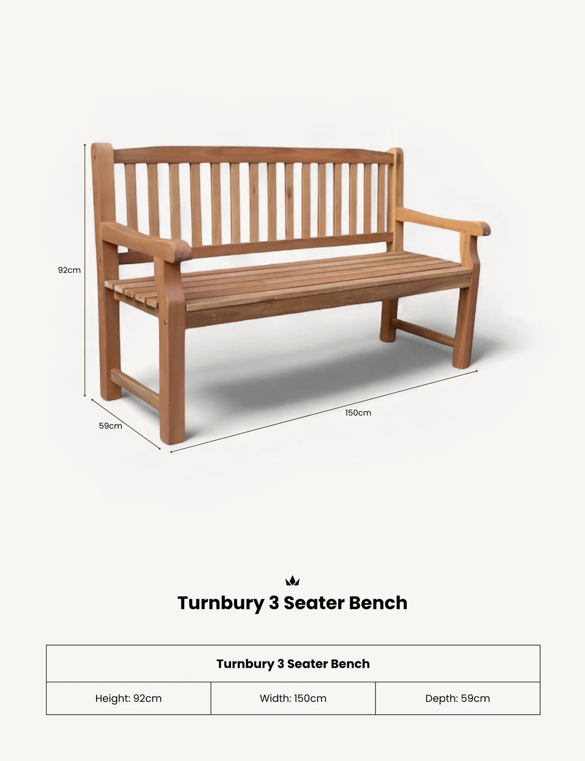 Royalcraft Benches Turnbury 3 Seater Bench House of Isabella UK