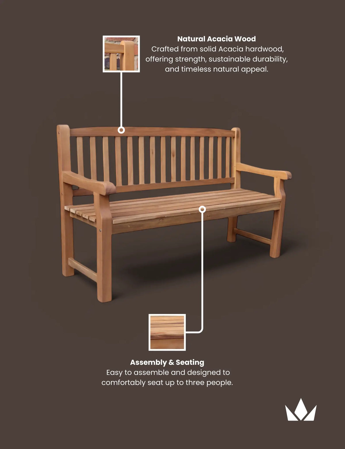 Royalcraft Benches Turnbury 3 Seater Bench House of Isabella UK