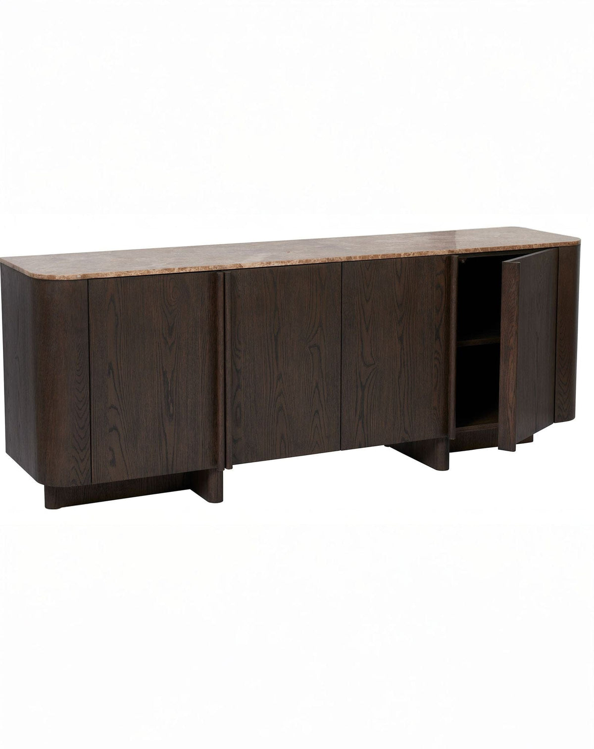 Royalcraft Indoor Furniture ROKA Dark Wood 4-Door Sideboard with Marble Top House of Isabella UK