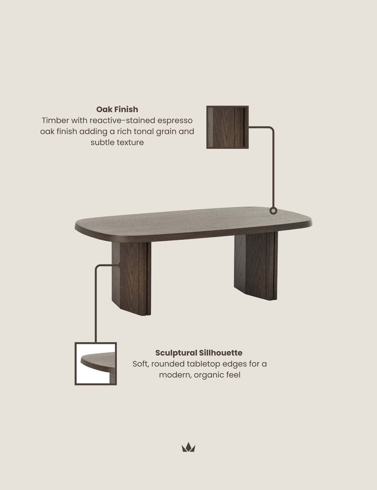 Royalcraft Indoor Furniture ROKA Dark Wood Coffee Table House of Isabella UK