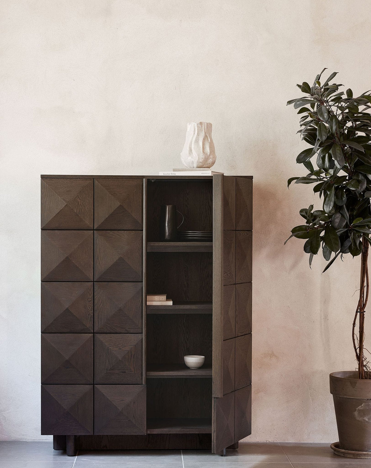 Royalcraft Indoor Furniture ROKA Dark Wood Geometric 2-Door Cabinet House of Isabella UK