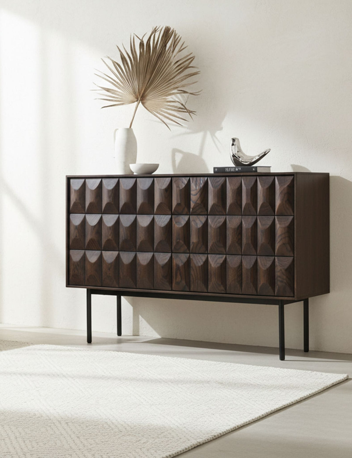 Royalcraft Indoor Furniture ROKA Dark Wood Geometric 2-Door Sideboard House of Isabella UK