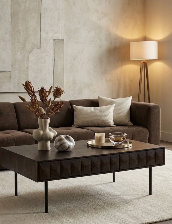 Royalcraft Indoor Furniture ROKA Dark Wood Geometric Coffee Table House of Isabella UK