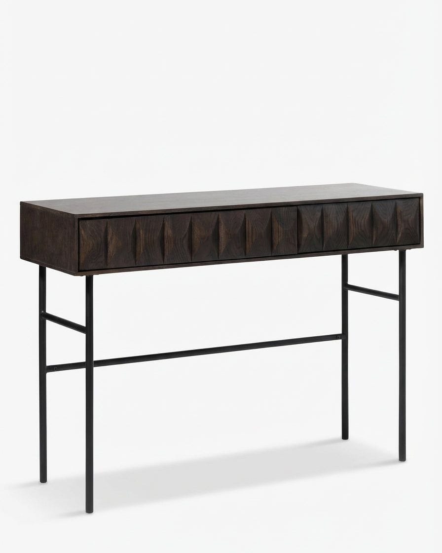 Royalcraft Indoor Furniture ROKA Dark Wood Geometric Console Table House of Isabella UK