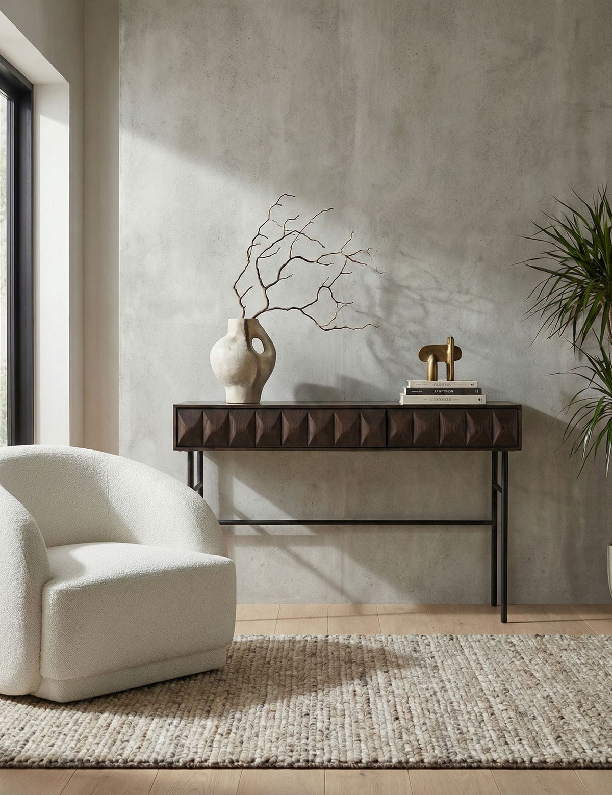 Royalcraft Indoor Furniture ROKA Dark Wood Geometric Console Table House of Isabella UK