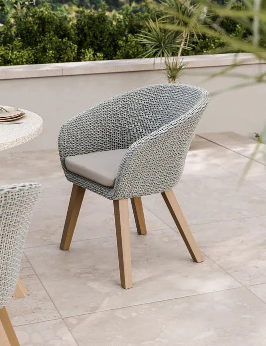 Royalcraft Outdoor Furniture Astral 4 Seater Round Terrazzo Concrete Dining Set with Sol Dining Chairs House of Isabella UK