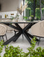 Royalcraft Outdoor Furniture Bali 6 Seater Ellipse Ceramic Glass Dining Set with Bali Rope Chairs House of Isabella UK
