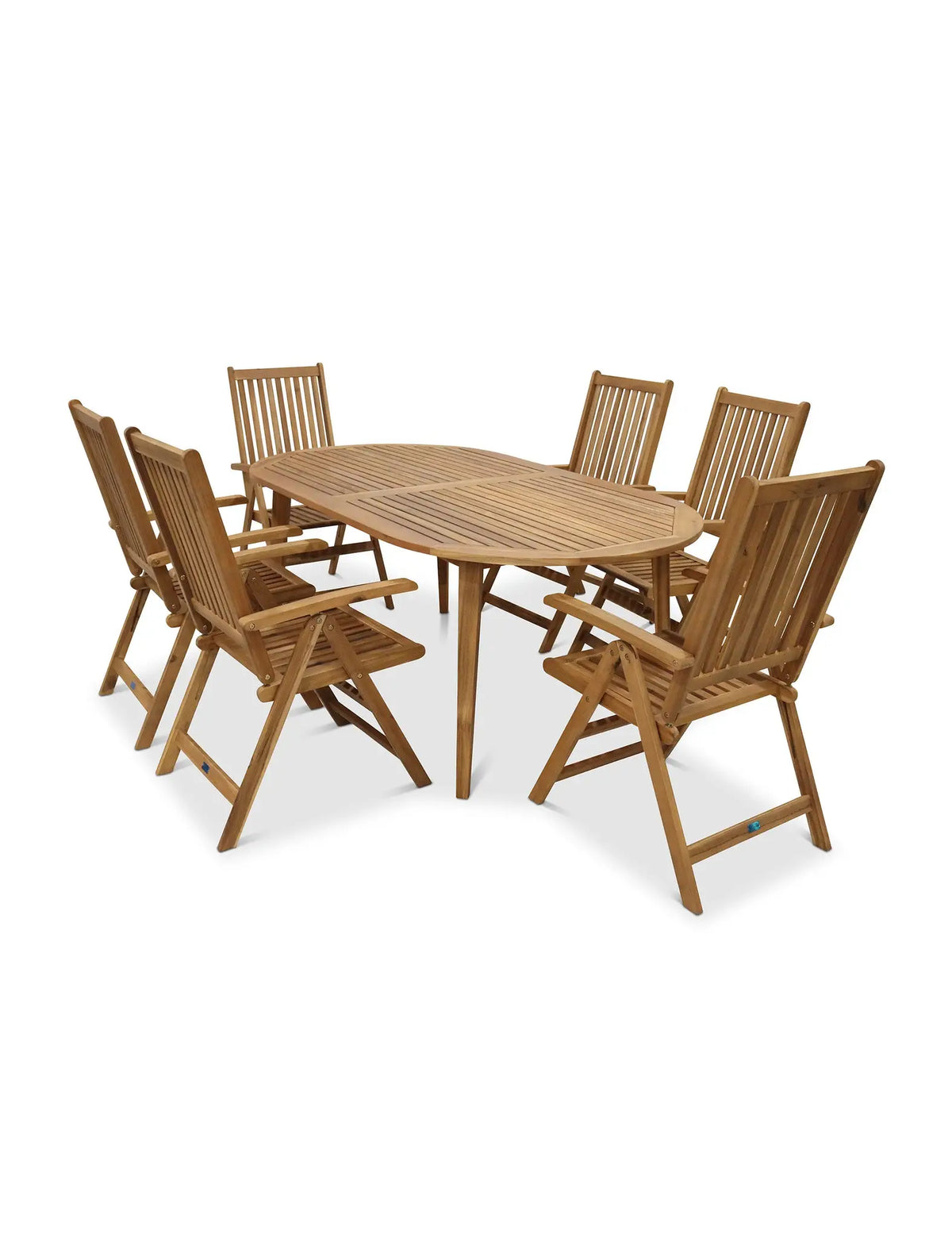 Royalcraft Outdoor Furniture Ellipse 6 Seater Dining Set with Manhattan Recliner Armchairs House of Isabella UK