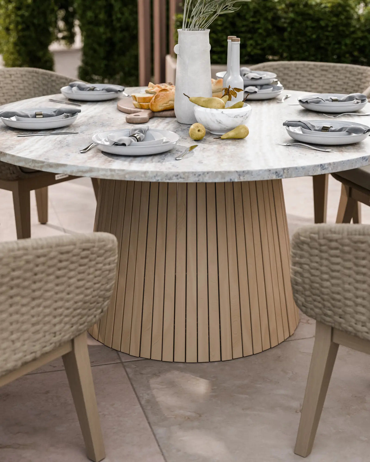 Royalcraft Outdoor Furniture Jupiter 6 Seater Round Conical Dining Set with Eden Dawn Dining Chairs House of Isabella UK