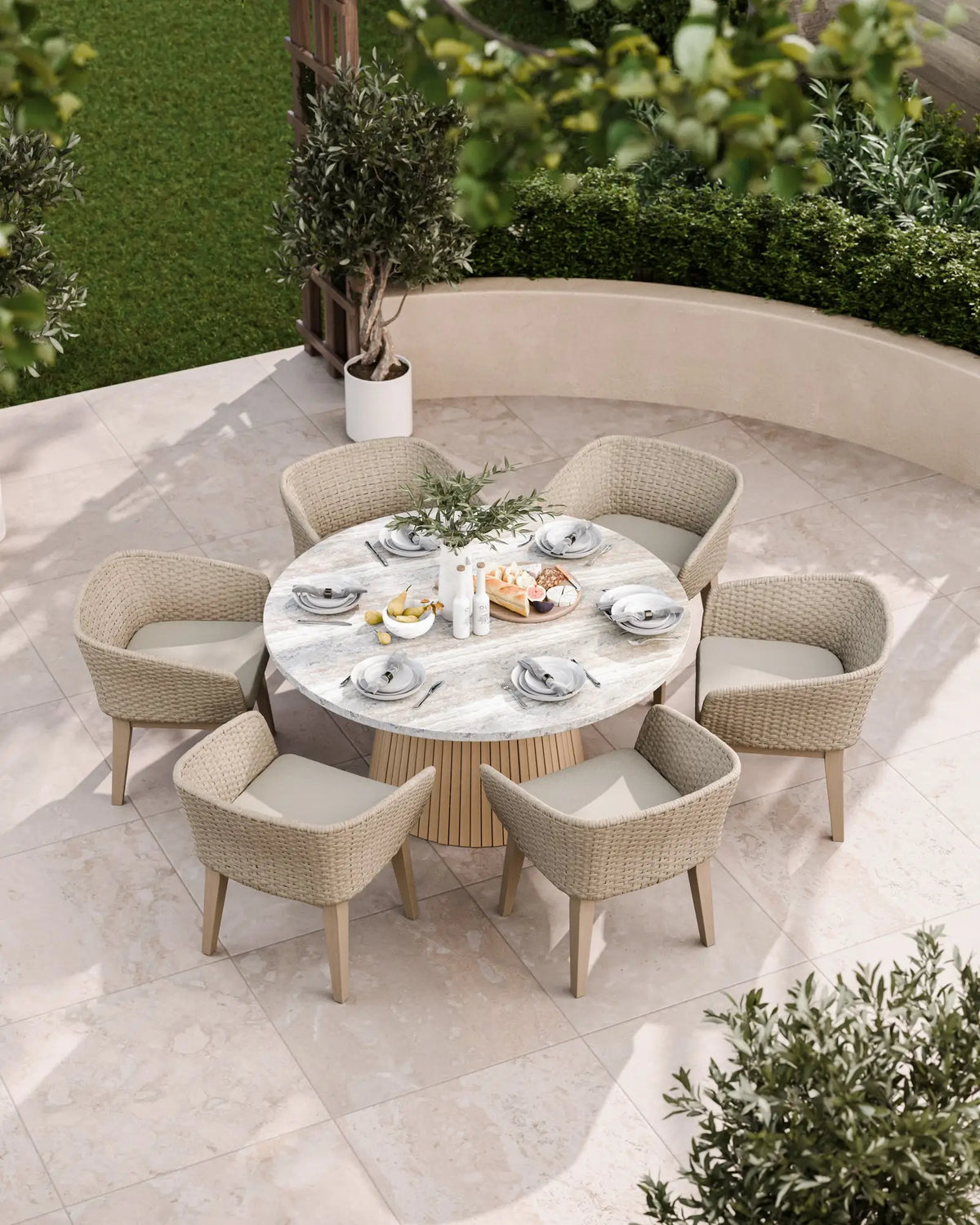 Royalcraft Outdoor Furniture Jupiter 6 Seater Round Conical Dining Set with Eden Dawn Dining Chairs House of Isabella UK