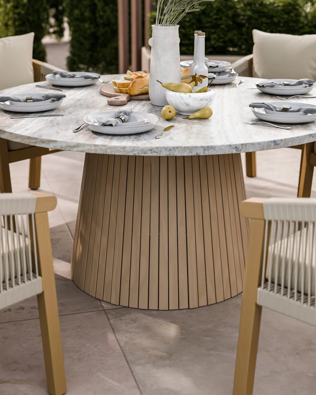 Royalcraft Outdoor Furniture Jupiter 6 Seater Round Conical Dining Set with Roma Dining Chairs House of Isabella UK