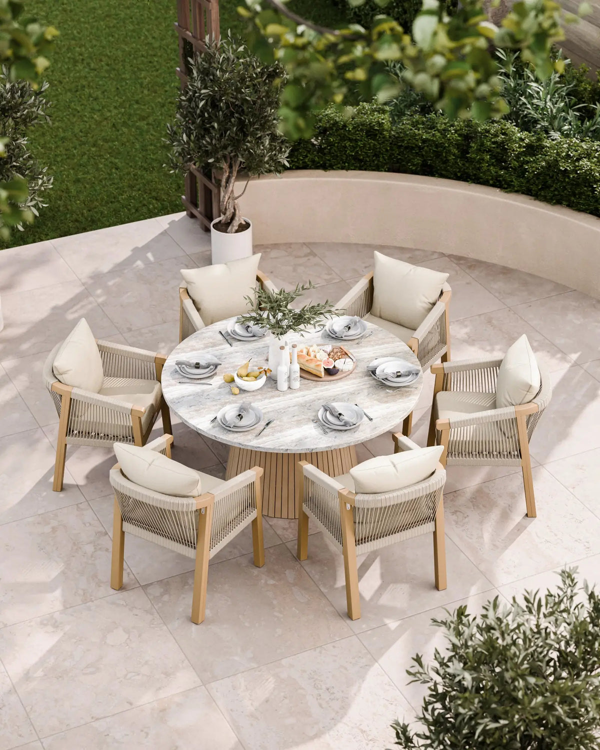 Royalcraft Outdoor Furniture Jupiter 6 Seater Round Conical Dining Set with Roma Dining Chairs House of Isabella UK