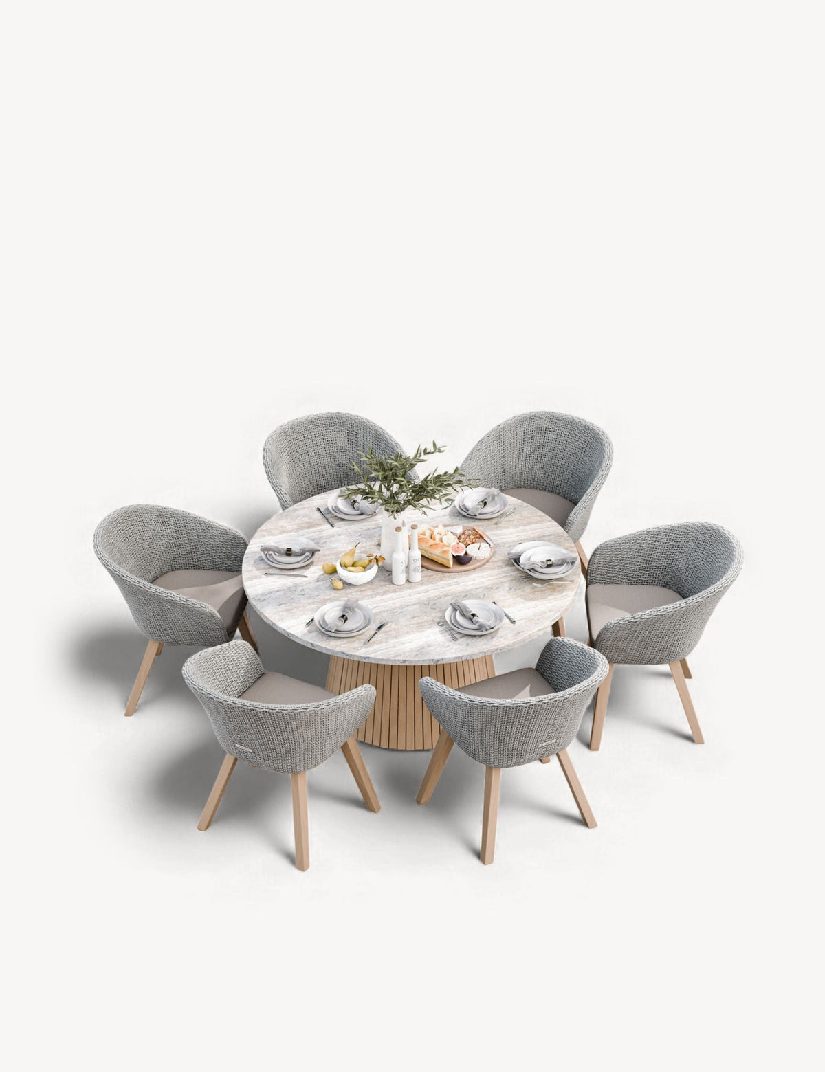 Royalcraft Outdoor Furniture Jupiter 6 Seater Round Conical Dining Set with Sol Dining Chairs House of Isabella UK