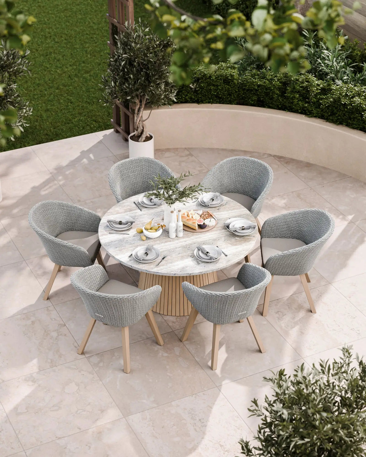 Royalcraft Outdoor Furniture Jupiter 6 Seater Round Conical Dining Set with Sol Dining Chairs House of Isabella UK