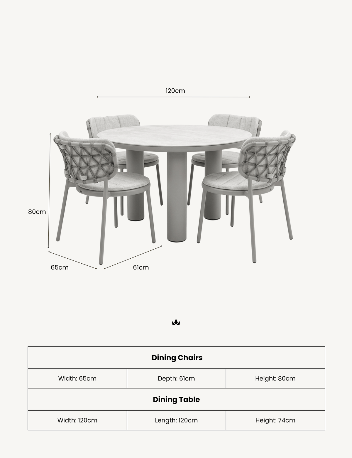 Royalcraft Outdoor Furniture KOKO 4-Seater Dining Table & Chairs House of Isabella UK