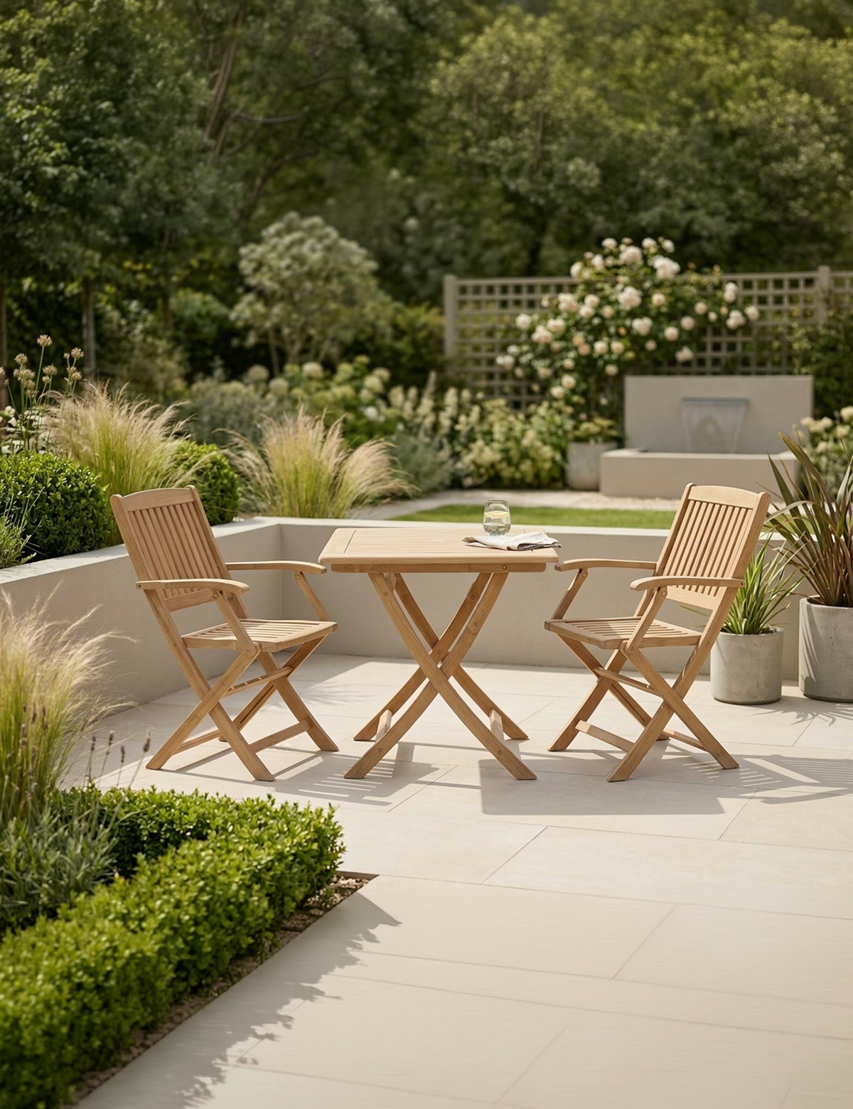 Royalcraft Outdoor Furniture London 2 Seater Square Folding Bistro Set with London Folding Armchairs House of Isabella UK