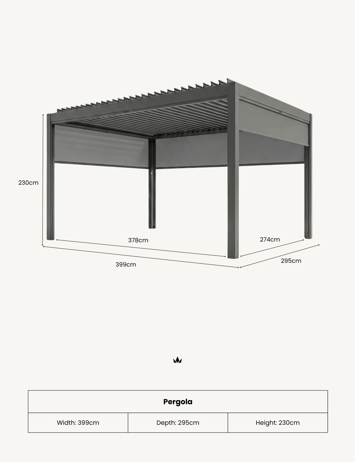 Royalcraft Outdoor Furniture Luxe 4x3m Pergola with Solar Lighting System and Voice Control House of Isabella UK