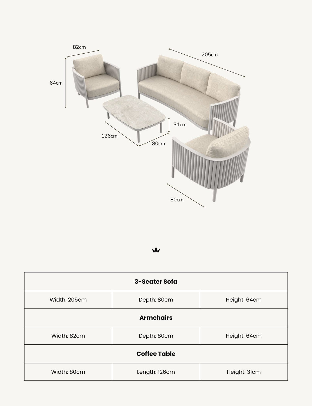 Royalcraft Outdoor Furniture MALI 5-Seater Lounging Set with Coffee Table House of Isabella UK