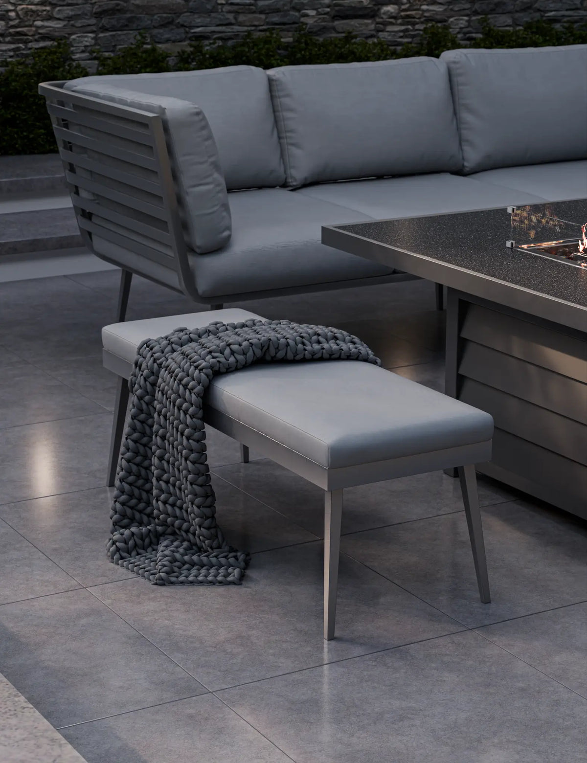 Royalcraft Outdoor Furniture Mayfair Corner Lounging Set with Fire Pit Table and 1 Bench House of Isabella UK